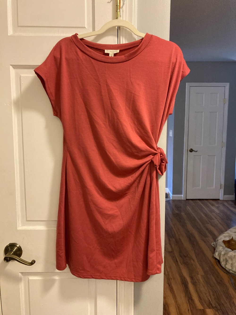 See You Monday Coral Knot-Side Minidress